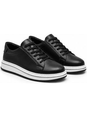 Bess Shoes Hakiki Deri Siyah Erkek Casual Ayakkabı – Ortopedik, Ultra Rahat, Kaymaz Taban, Günlük Sneaker