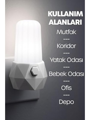 Duca Store 2li Gece Lambası Prizma Tip 2 Mod Sarı-Beyaz Işık Koridor Hol Işığı Uyuma Işığı Beyaz + Pembe GC07