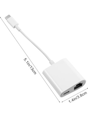 Duca Store Type-C To Ethernet Dönüştürücü USB Ağ Adaptörü USB C To RJ45 Çevirici Beyaz Renk Adaptör ZR669