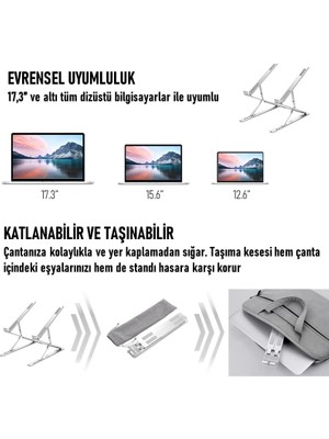 Duca Store Soopii DM09 12.6''-15.6''-17.3'' Çift Katlı 15 Seviyeli Katlanabilir Taşınabilir Alüminyum Dizüstü Laptop Notebook Standı