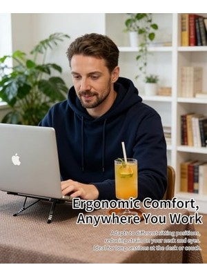 Duca Store Miley Masa Için Taşınabilir Katlanabilir Dizüstü Bilgisayar Standı, Katlanabilir Ergonomik, 8 Seviyeli Yükseklik, 13-17 Inç Dizüstü Bilgisayarlar, Alüminyum Yapı, Tripod Uyumlu, Taşınabilir, Saklama