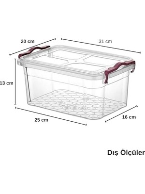 Duca Store 5 L Dikdörtgen Şeffaf Plastik Saklama Kabı, Kapaklı, Istiflenebilir, Çıt Çıt Kapaklı Depolama Kutusu