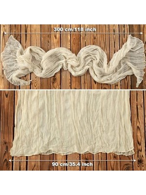 Duca Store Xspring Masa Örtüleri, 90X300CM%100 Doğal Pamuk Boho Rustik Düğün Peynir Bezi, Tül Masa Runner Dekorasyonu, Gelin Çocuk Partisi, Doğum Günü Yemekleri ve Ev Dekorasyonu Için (Beyaz)
