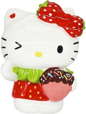 Duca Store Blue Sky Clayworks Hello Kitty Loves You With Strawberry Bow Sevimli Göz Kırpma Heykelcik