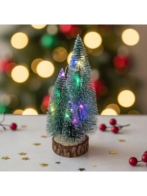 Duca Store 1 Adet Rgb Işıklı Mini Yılbaşı Ağacı Masaüstü Aydınlatma Dekoratif Hediyelik Noel Pilli Çam Ağaç Yılbaşı Süsü 20CM (20CM)