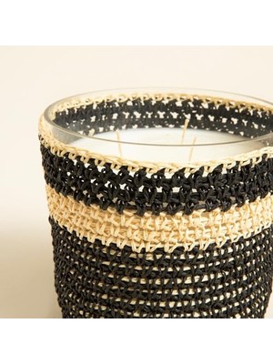 Duca Store Boho Black&white Tığ Işi Kokulu Mum 12X13 cm Siyah