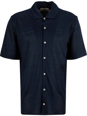 Brooks Brothers Lacivert Erkek %100 Keten Gömlek BBSS26MKN004