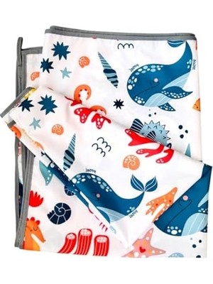 Duca Store Seaworld Sıvı Geçirmeyen Çok Amaçlı Aktivite Örtüsü, Yer, Masa ve Yatak Için, Makinede Yıkanabilir, 145X100CM