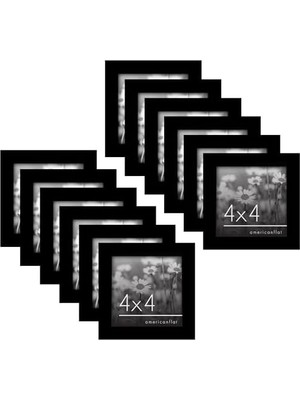 Duca Store 4x4 Picture Frame With Polished Plexiglass - Set Of 12 - Signature Collection - Picture  With Engineered Wood - Square Frame For Tabletop And Wall Display - Black