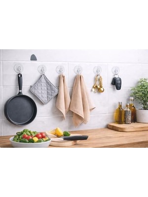 Duca Store 16’lı Şeffaf, Vantuzlu Kanca Seti, Güçlü Tutuşlu, Iz Bırakmayan Pvc Askı Aparatı, Işık Zinciri, LED Işık Ağı, Perde, Balon, Yılbaşı, Parti ve Etkinlik Dekorasyonu Için Pratik Kullanım (Küçük)
