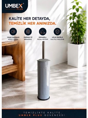 Umbex Plus Wıntage Grı Wc Fırçası Tuvalet Fırcası Krom Kaplama