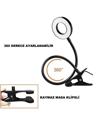 Duca Store Akrobat Masa Lambası USB Girişli Göz Koruyucu Klipsli Masaya Sabitlenen Ayarlanabilir Işık Seviyesi Çok Fonksiyonlu LED Masa Lambası Sarı Beyaz Gün Işığı 3 Modlu Masa Lambası Çalışma Lambası