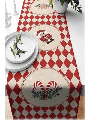 Duca Store Yılbaşı Temalı Dijital Baskılı Runner Örtüsü Christmas Kırmızı 40X140 cm