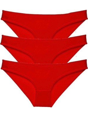Beru 3 Adet Süper Eko Set Likralı Kadın Slip Külot Kırmızı Beru Najmaddin