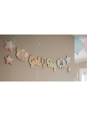 Dodomar Kağıt Banner Cinsiyet Belirleme Partisi Varaklı Boy Girl Elbise Detaylı Süs