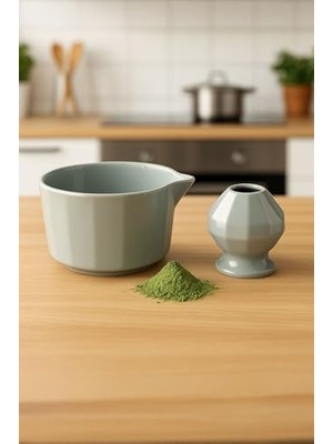 Duca Store 4lü Matcha Set Kase Kaşık Whisk Tutucu Bambu Whisk Çırpıcı ve Bambu Kaşık MT248
