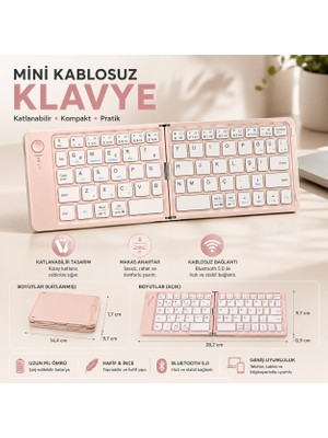BGG Tech Kablosuz Klavye Bluetooth Katlanabilir Şarjlı Mini Klavye Telefon Tablet Bilgisayar Uyumlu