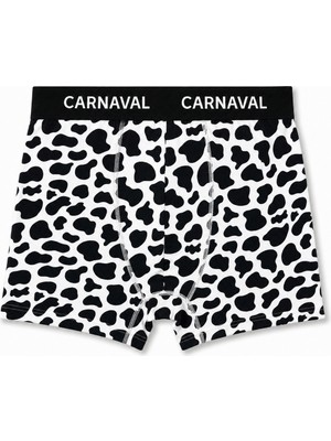 Carnaval Socks Carnaval Inek Benekli Premium Pamuklu Erkek Boxer -Siyah Beyaz Renkli