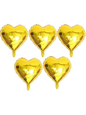 Duca Store 5 Li Gold Kalp Folyo Balon 15 Inç - 38 cm