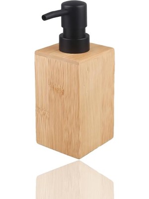 Duca Store Bambu Sıvı Sabunluk, Modern Siyah Pompalı, 17X7X7 cm