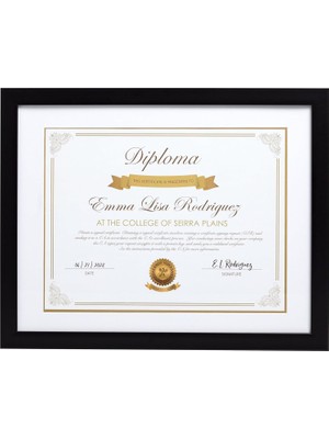Duca Store Kate & Milo Diploma Çerçevesi, Klasik Belge ve Sertifika Ekran Çerçevesi, Beyaz Mat Siyah, Mezun Hediye Fikirleri, Duvar Veya Masa Üstü Çerçeve