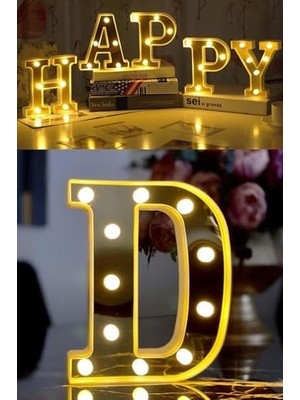 Duca Store Dekoratif LED Işıklı 3D Büyük Boy Organizasyon Doğum Günü Kutlama (D)