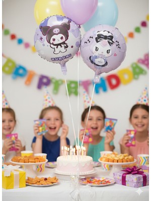 Dodomar 45 cm – Kuromi Temalı Mor Çift Yüzlü Perti Folyo Balon