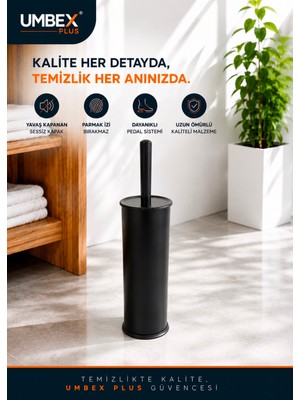 Umbex Plus Siyah Wc Fırçası Siyah Tuvalet Fırcası Krom Kaplama