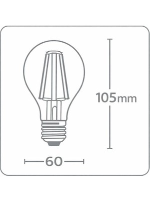 Duca Store 6,5W LED Filament Ampul E27 | 60W Eşdeğer | 2700K Sarı Işık | 810 Lümen | 2’li Paket | Enerji Sınıfı E
