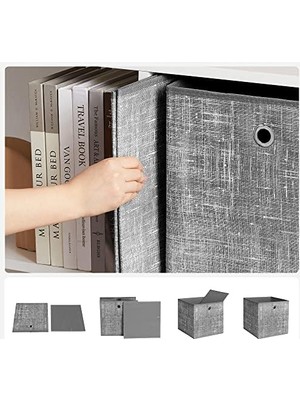 Duca Store Saklama Kutusu, 6'lı Set, Dokunmamış Kumaştan Yapılmış Saplı Düzenleme Kutuları, Katlanır Kutu, Giysi Saklama, Benekli Gri