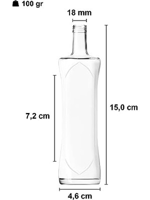 Duca Store 100 ml Şeffaf Piramit Sosluk 100 cc Kapaklı Kavisli Cam Şişe 6 Adet (Gümüş (Metal))