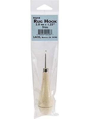 Duca Store Lacis RQ48-2 Primitive Halı Kancası, Ahşap Saplı, Çelik, 2 mm x 1,25 mm