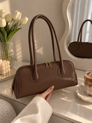 Victoria Valeria Rugan Görünümlü Uzun Saplı Kadın Omuz Çantası – Vintage Baget Model