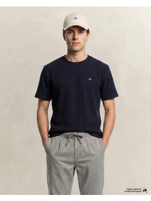 Gant Erkek Lacivert Bisiklet Yaka Regular Fit Logolu T-Shirt 2326180T.433