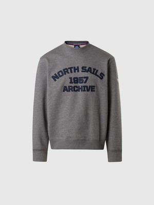 North Sails Archive Nakış Detaylı Pamuk Erkek Bisiklet Yaka Sweatshirt