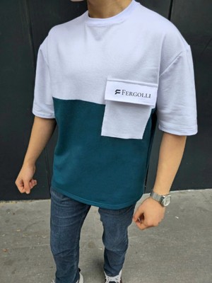Hace Bazaar Torba Cep Detaylı  Parçalı T-Shirt - Lacivert -