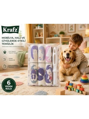 Duca Store Kedi Köpek Tüy Toplama Rulosu Seti – 1 Ana Rulo + 5 Yedek Rulo, Evcil Hayvan Tüyü, Saç ve Kıl Temizleme Lint Roller
