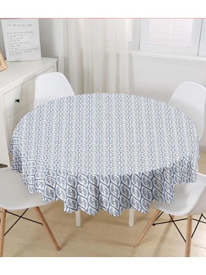 Rem Home Remhome Lavivet Zeminde Beyaz Yapraklı Yuvarlak Masa Örtüsü - Çap 140CM 140 x 140 cm
