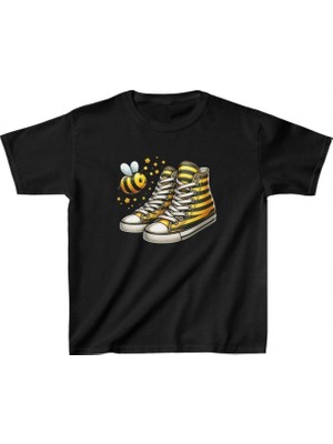 Hace Bazaar Baskılı T-Shirt - Siyah -