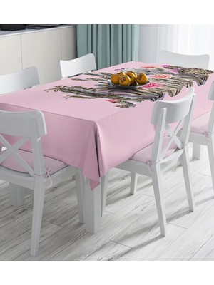 Rem Home Remhome Renkli Zemin Üzerinde Kaktüs Desenli Dijital Baskılı Masa Örtüsü 90 x 90 cm