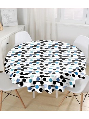 Rem Home Remhome Beyaz Zeminli Renkli Puantiyeli Dijital Baskılı Modern Yuvarlak Masa Örtüsü Çap 140CM 140 x 140 cm