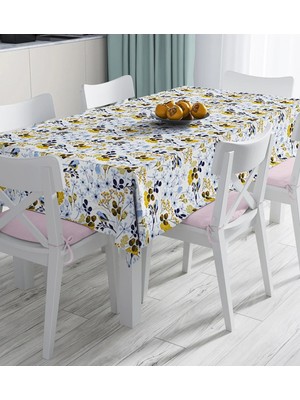 Rem Home Remhome Beyaz Zemin Üzerinde Renkli Çiçek Desenli Dijital Baskılı Masa Örtüsü 90 x 90 cm