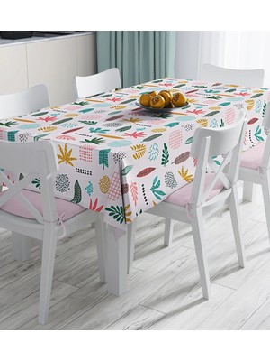 Rem Home Remhome Renkli Amazon Yapraklı Motifler Dijital Baskılı Masa Örtüsü 90 x 90 cm