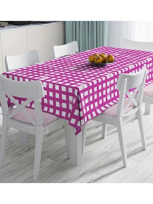 Rem Home Remhome Lacivert Zeminde Geometrik Kare Motifli Dijital Baskılı Masa Örtüsü 90 x 90 cm