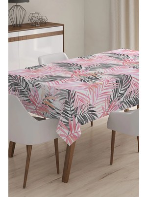 Rem Home Remhome Yaprak Desenli Dijital Baskılı 3D Masa Örtüsü - 140 x 220 cm