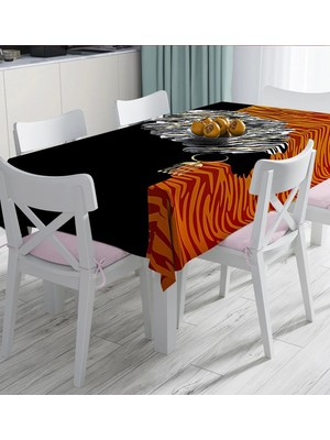 Rem Home Remhome Siyah ve Karamel Zeminde Zenci Kadın Dijital Baskılı Masa Örtüsü 90 x 90 cm