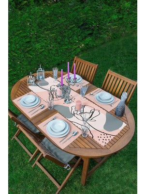 Rem Home Remhome Bohemian Özel Tasarım Kırlent Kılıfı 1 Adet Runner & 4 Adet Pembe Renkli Amerikan Servis