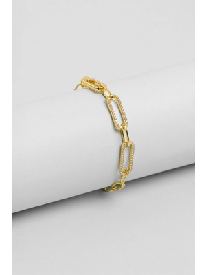 So CHIC Modern Miras 18 Ayar Sarı Altın Kaplama 19 Cm Gümüş Bileklik