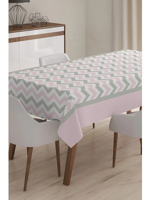 Rem Home Remhome Zigzag Deseni Dijital Baskılı 3D Masa Örtüsü - 140 x 180 cm