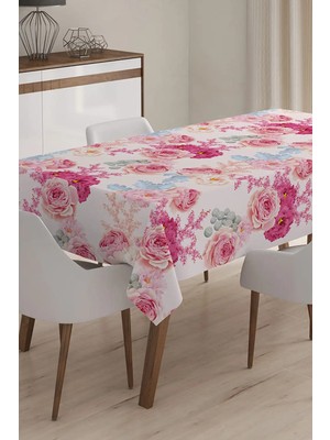 Rem Home Remhome Çiçek Desenli Dijital Baskılı 3D Masa Örtüsü - 140 x 220 cm